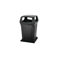 Fire-Safe Ranger Outdoor Trash Can w/Lid, Black Resin, 45 Gal. (FG917388BLA)<Rubbermaid New