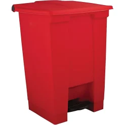 Polyethylene Step Trash Can, Red, 12 gal. (FG614400RED)<Rubbermaid