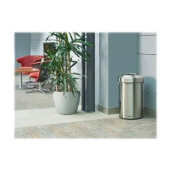 Refine Stainless Steel Trash Can with Open Lid, 16 Gallons, Silver (2147583)<Rubbermaid Clearance