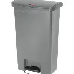 Slim Jim Resin Front Step-On Trash Can, 13 Gallon, Gray<Rubbermaid New