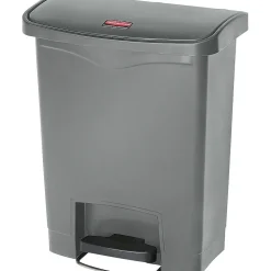 Slim Jim Resin Front Step-On Trash Can, 8 Gallon, Gray<Rubbermaid