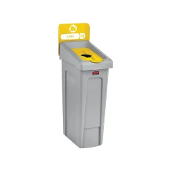 Slim Jim Single-Stream Recycling Station, 23 Gallon, Gray/Yellow (2185052)<Rubbermaid