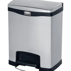 Slim Jim Stainless Steel Step Trash Can, Black, 8 gal. (1901985)<Rubbermaid Sale