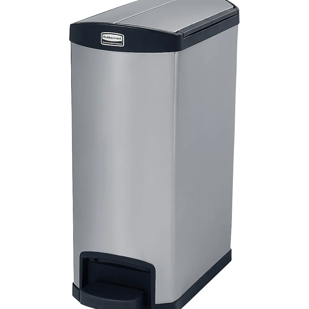 Slim Jim Stainless Steel Step Trash Can, Black And Metallic, 13 gal. (1901993)<Rubbermaid New