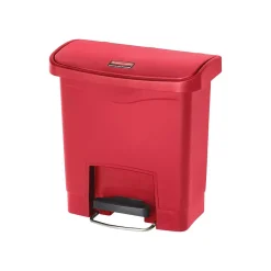 Slim Jim Step-On Indoor Step Trash Can, Red Resin, 4 Gal. (1883563)<Rubbermaid Online