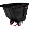 Rubbermaid Tilt Trucks, 102 Gallons, 850 lbs Capacity, Black (RCP1314BLA)