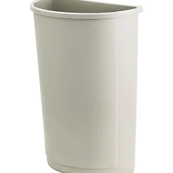 Untouchable® Waste Container, Half-Round, Plastic, 21 gallon, Beige, 28"H x 21"W x 11"D<Rubbermaid