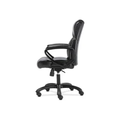 Office Chairs*Sadie Mid-Back Executive Chair, Fixed Padded Arms, Black Leather (BSXVST305)