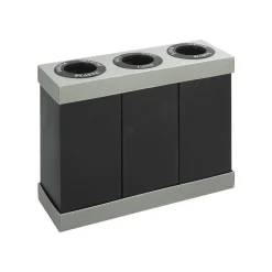 At-Your-Disposal Corrugated Plastic Three Bin Trash and Recycling Bins, Black, 28 Gal. (9798BL)<Safco Outlet