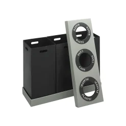 At-Your-Disposal Corrugated Plastic Three Bin Trash and Recycling Bins, Black, 28 Gal. (9798BL)<Safco Outlet
