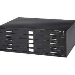 File Cabinets*Safco 5-Drawer Steel Flat File Cabinet, 24" x 36" Documents, Black (4994BLR)