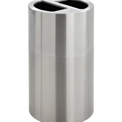 Dual Recycling Receptacle Steel Trash Can with no Lid, Satin Stainless, 30.1 gal. (9931SS)<Safco Discount