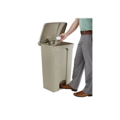 Indoor Step Trash Can, Tan Plastic, 23 Gal. (9923TN)<Safco Clearance