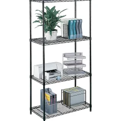 Shelving*Safco Industrial Add-On Unit 4-Shelf Wire, 48.03", Black (5292BL)
