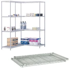 Shelving*Safco Industrial Extra 2-Shelf Wire Mounted, 48.03", Metallic Gray (5296GR)