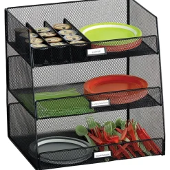 Safco Onyx Hospitality Break Room Organizer, 3-Tier, Black (3293BL)