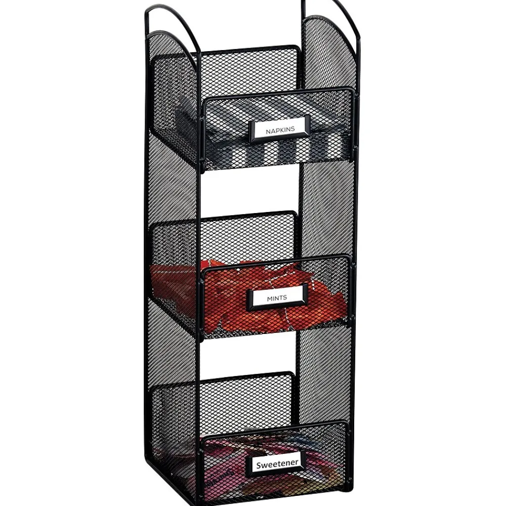 Safco ® Onyx Hospitality Organizer Tower, 3 Compartments, Black (3290BL)