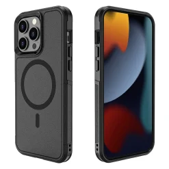 SaharaCase Armor MagSafe Phone Case for iPhone 15 Pro Max, Shock Absorbing, Black (CP00482)