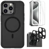 SaharaCase Armor Series Hard Shell Case, Tempered Glass Screen, Camera Protector for iPhone 15 Pro Max, Black (CP482ZD128ZD131)