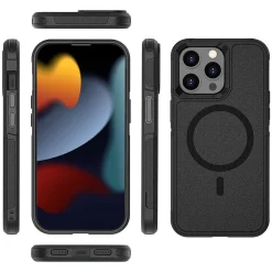 SaharaCase Armor Series Hard Shell Case, Tempered Glass Screen, Camera Protector for iPhone 15 Pro Max, Black (CP482ZD128ZD131)