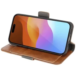 SaharaCase Folio Wallet MagSafe Phone Case for iPhone 15, Shock Absorbing, Brown (CP00446)