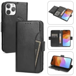 SaharaCase Folio Wallet MagSafe Phone Case for iPhone 15 Pro, Shock Absorbing, Black (CP00467)