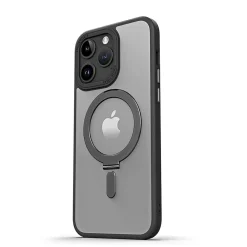 SaharaCase Hybrid-Flex Kickstand MagSafe Phone Case for iPhone 15 Pro Max, Shock Absorbing, Clear Black (CP00483)