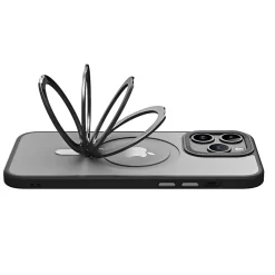 SaharaCase Hybrid-Flex Kickstand MagSafe Phone Case for iPhone 15 Pro Max, Shock Absorbing, Clear Black (CP00483)