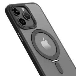 SaharaCase Hybrid-Flex Kickstand MagSafe Phone Case for iPhone 15 Pro Max, Shock Absorbing, Clear Black (CP00483)