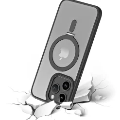 SaharaCase Hybrid-Flex Kickstand MagSafe Phone Case for iPhone 15 Pro Max, Shock Absorbing, Clear Black (CP00483)