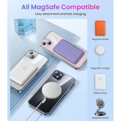 SaharaCase Hybrid-Flex Kickstand MagSafe Phone Case for iPhone 15 Plus, Shock Absorbing, Clear (CP00451)