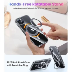 SaharaCase Hybrid-Flex Kickstand MagSafe Phone Case for iPhone 15 Plus, Shock Absorbing, Clear (CP00451)