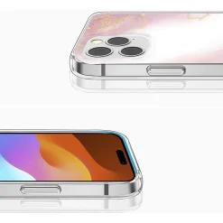 SaharaCase MagSafe Phone Case for iPhone 15 Pro, Shock Absorbing, Pink Marble (CP00464)