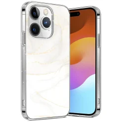 SaharaCase MagSafe Phone Case for iPhone 15 Pro, Shock Absorbing, White Marble (CP00463)