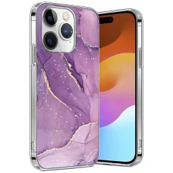 SaharaCase Purple Marble Case, Tempered Glass Screen and Camera Protector for iPhone 15 Pro Max (CP474ZD128ZD131)