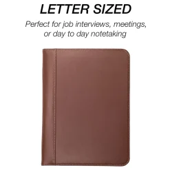 Contrast Stitch Leather Padfolio, Tan (SAM71716)<Samsill Clearance