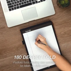 Contrast Stitch Leather Padfolio, Tan (SAM71716)<Samsill Clearance