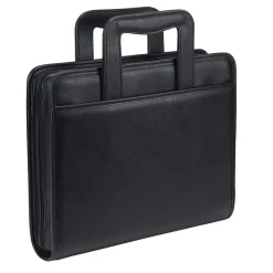 Leather Zippered Padfolio, Black (15670)<Samsill Clearance