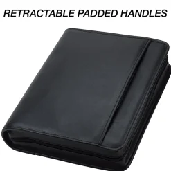 Leather Zippered Padfolio, Black (15670)<Samsill Clearance