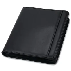 Professional Faux Leather Portfolio Case with Zipper Closure, Black (SAM15650)<Samsill New