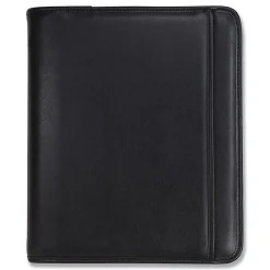 Professional Faux Leather Portfolio Case with Zipper Closure, Black (SAM15650)<Samsill New