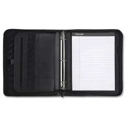 Professional Faux Leather Portfolio Case with Zipper Closure, Black (SAM15650)<Samsill New
