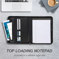 Professional Leather Padfolio/Notepad, Black (70820)<Samsill New
