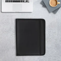 Professional Leather Padfolio/Notepad, Black (70820)<Samsill New