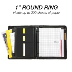 Regal Genuine Leather Zippered Padfolio, Black (15540)<Samsill Online