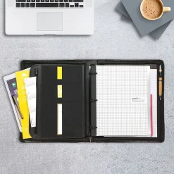 Regal Genuine Leather Zippered Padfolio, Black (15540)<Samsill Online