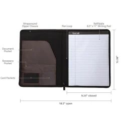Vintage Plastic Padfolio with Zipper Closure, Dark Brown (SAM70836)<Samsill Online