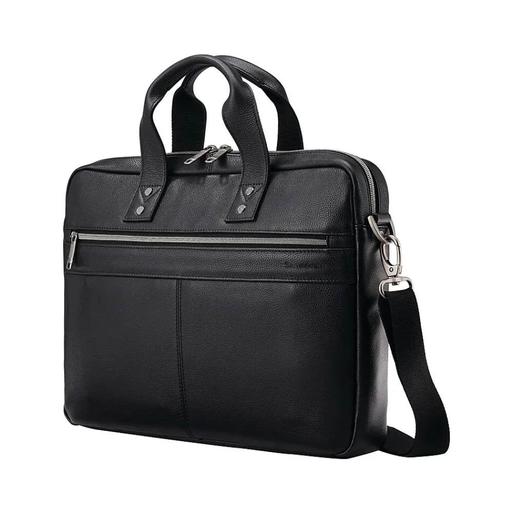 Classic Laptop Briefcase, Black Leather (126038-1041)<Samsonite Clearance