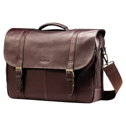 Flapover Case Double Gusset Laptop Notebook, Brown Leather(45798-1139)<Samsonite Outlet