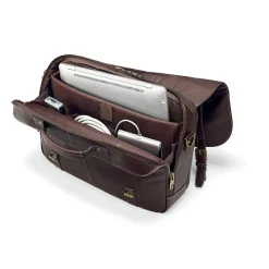 Flapover Case Double Gusset Laptop Notebook, Brown Leather(45798-1139)<Samsonite Outlet